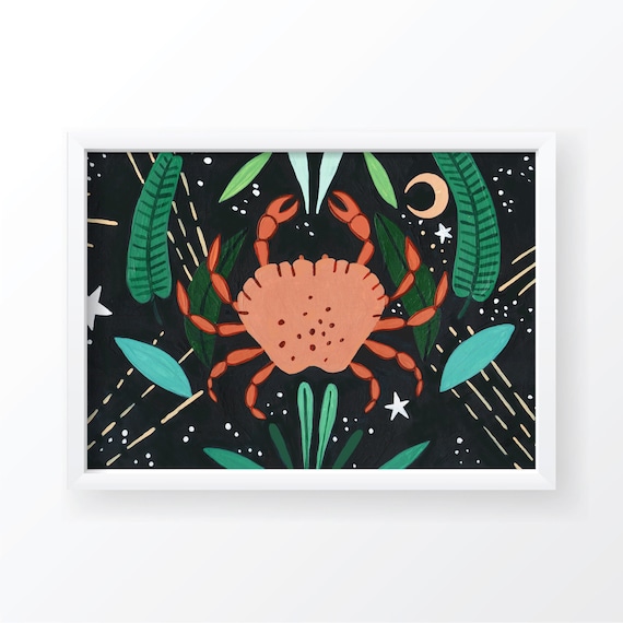 Cancer Zodiac Constellation Crab Illustration Art Print