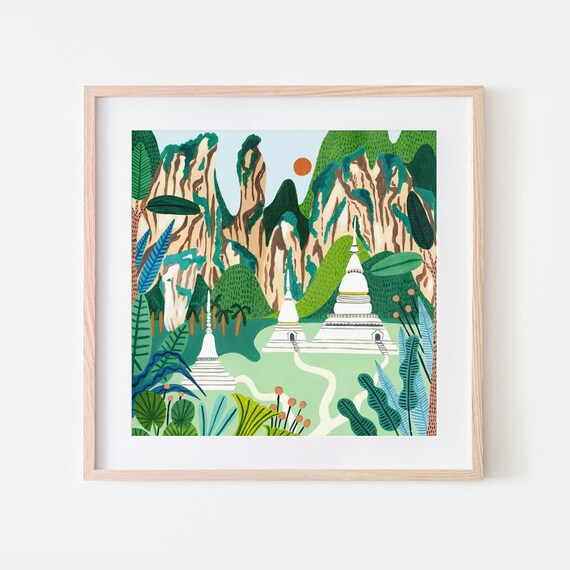 Chiang Mai Temple, Northern Thailand Travel Poster