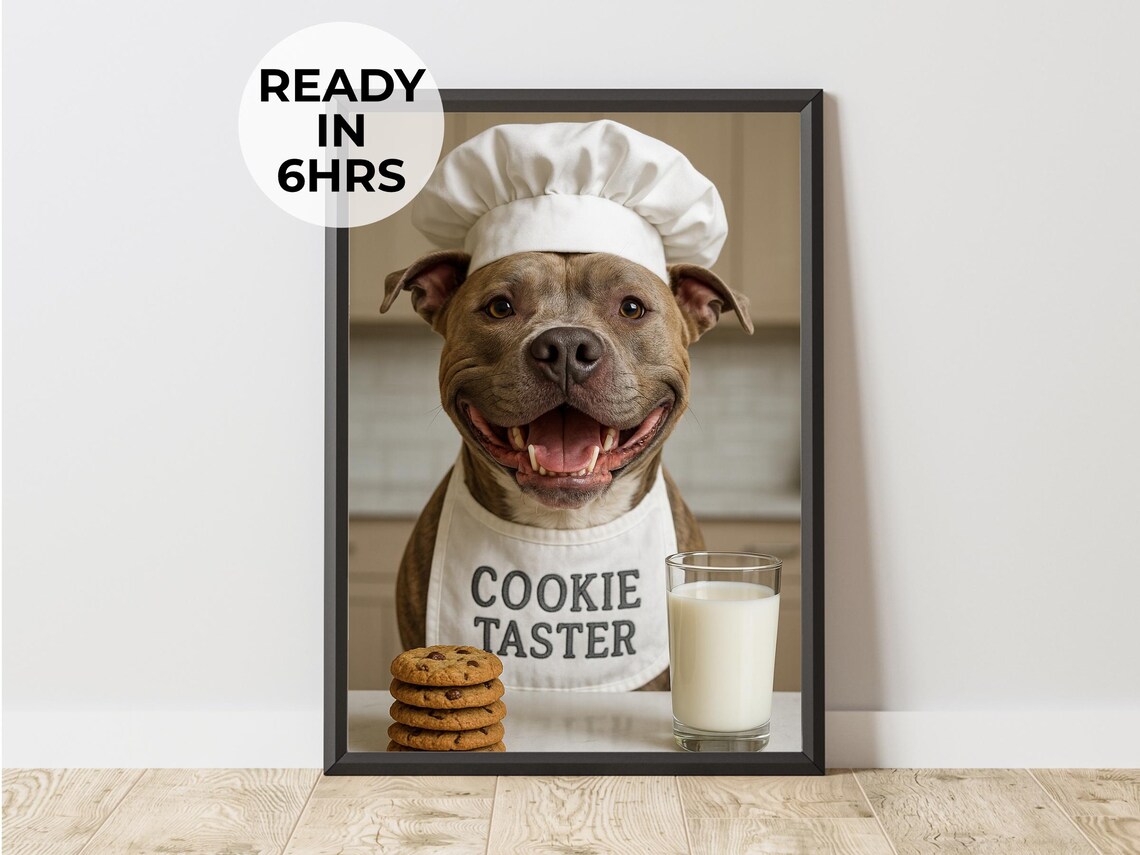 Custom Cookie Taster Pet Portrait, Kitchen Art