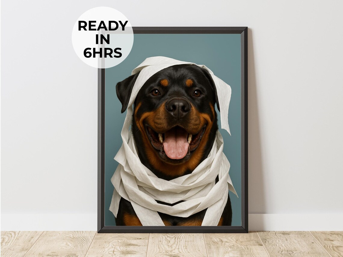Funny Mummy Pet Portrait Halloween Decor Spooky Gift