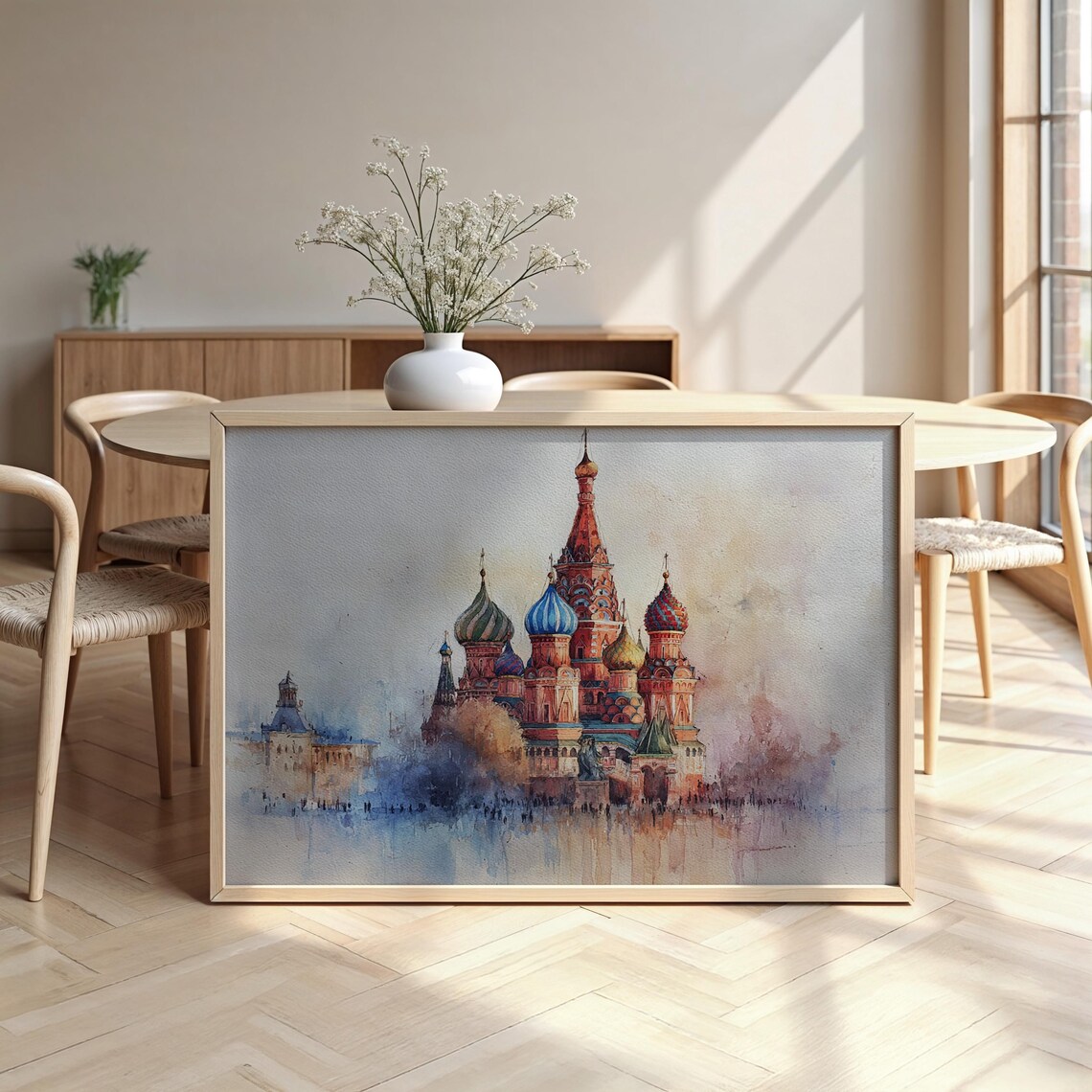 St Basils Cathedral Watercolour Travel Poster