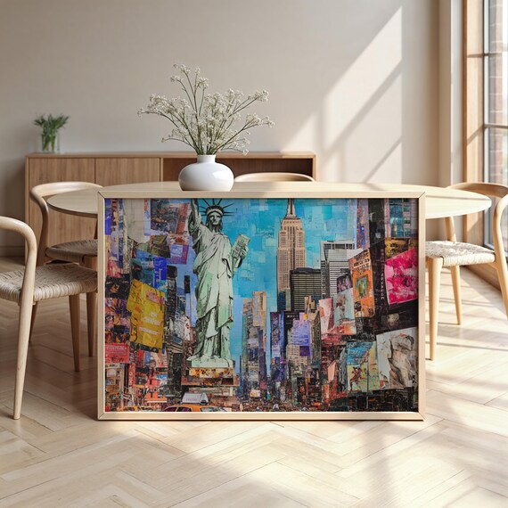 New York Collage Cityscape Framed Poster Luxurious Design Ready To Hang Art