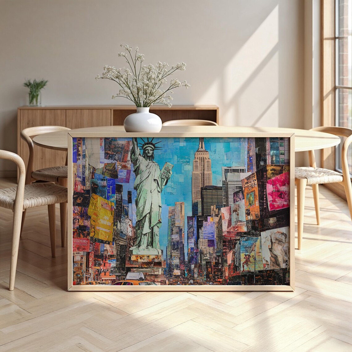 New York Collage Cityscape Framed Poster Luxurious Design Ready To Hang Art