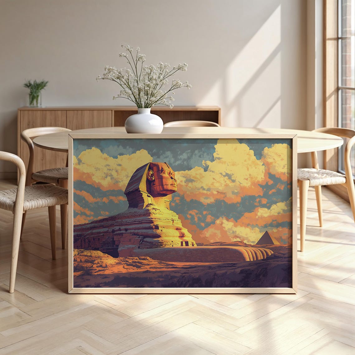 Great Sphinx Of Giza Sunset Desert Watercolor Egypt Wall Art
