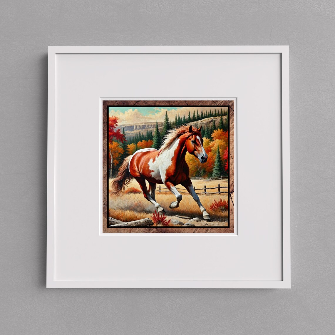Pinto Paint Horse Decorative Tile, Rustic Western Art - Image 2