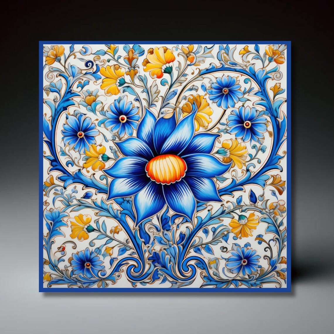 Deruta Style Ceramic Tile, Italian Mediterranean Art Print