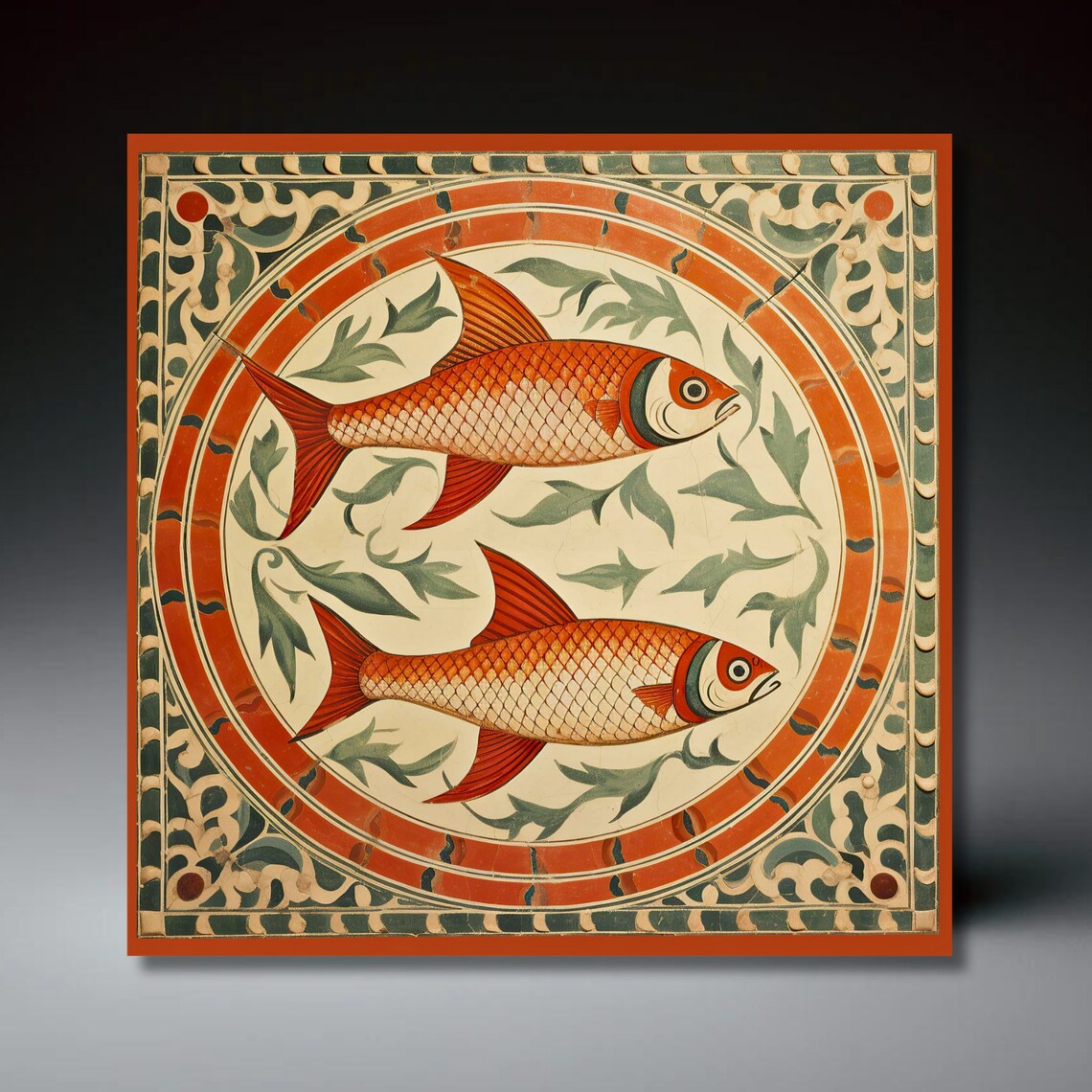 Deruta Style Fish Tile, Italian Mediterranean Art Print