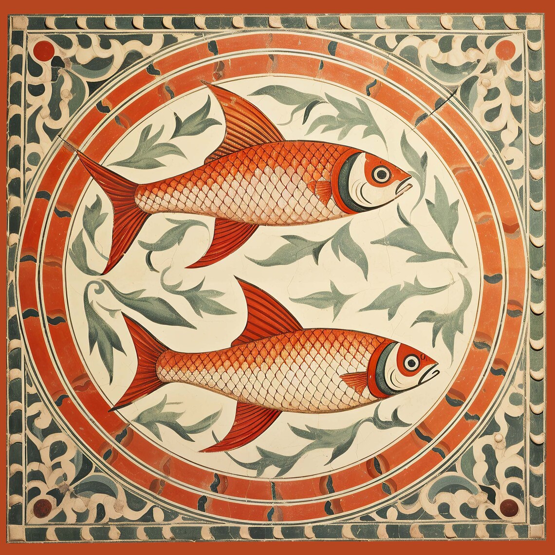Deruta Style Fish Tile, Italian Mediterranean Art Print - Image 4