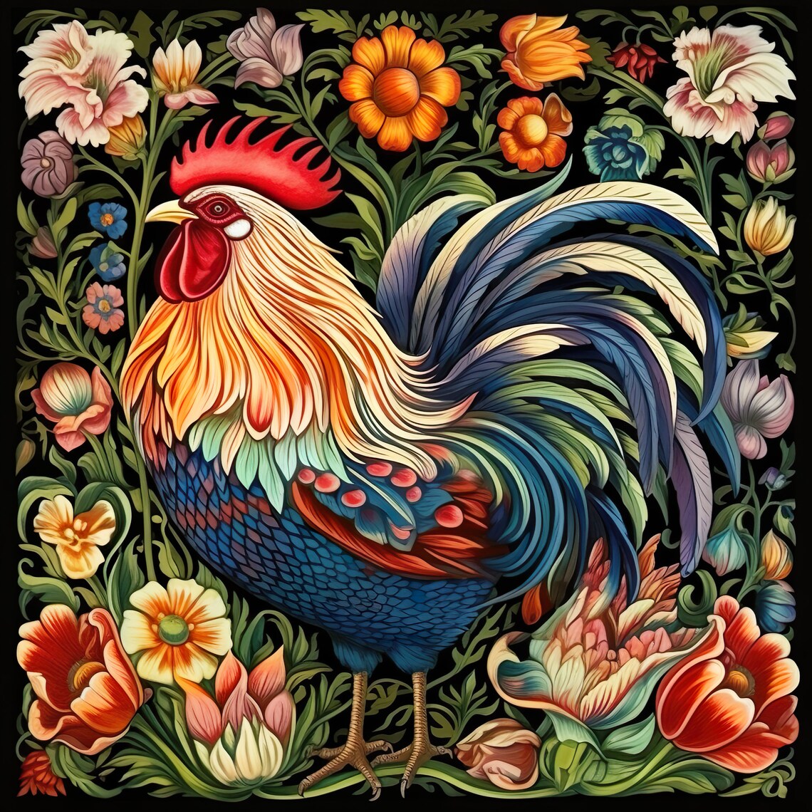 Rooster and Chicken Farmhouse Kitchen Art Print - Image 4