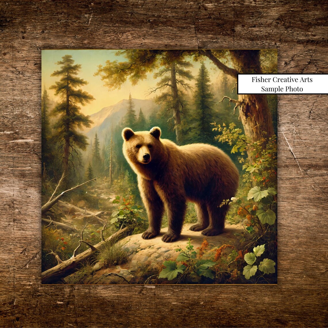 Brown Grizzly Bear Vintage Audubon Style Art Print