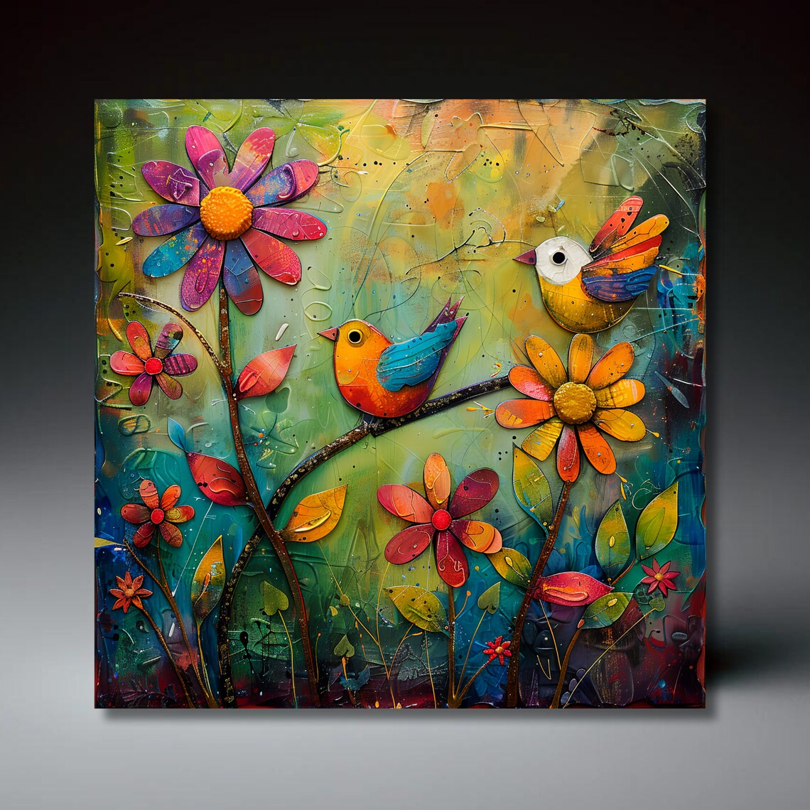 Songbird Folk Art Expressionism Art Print