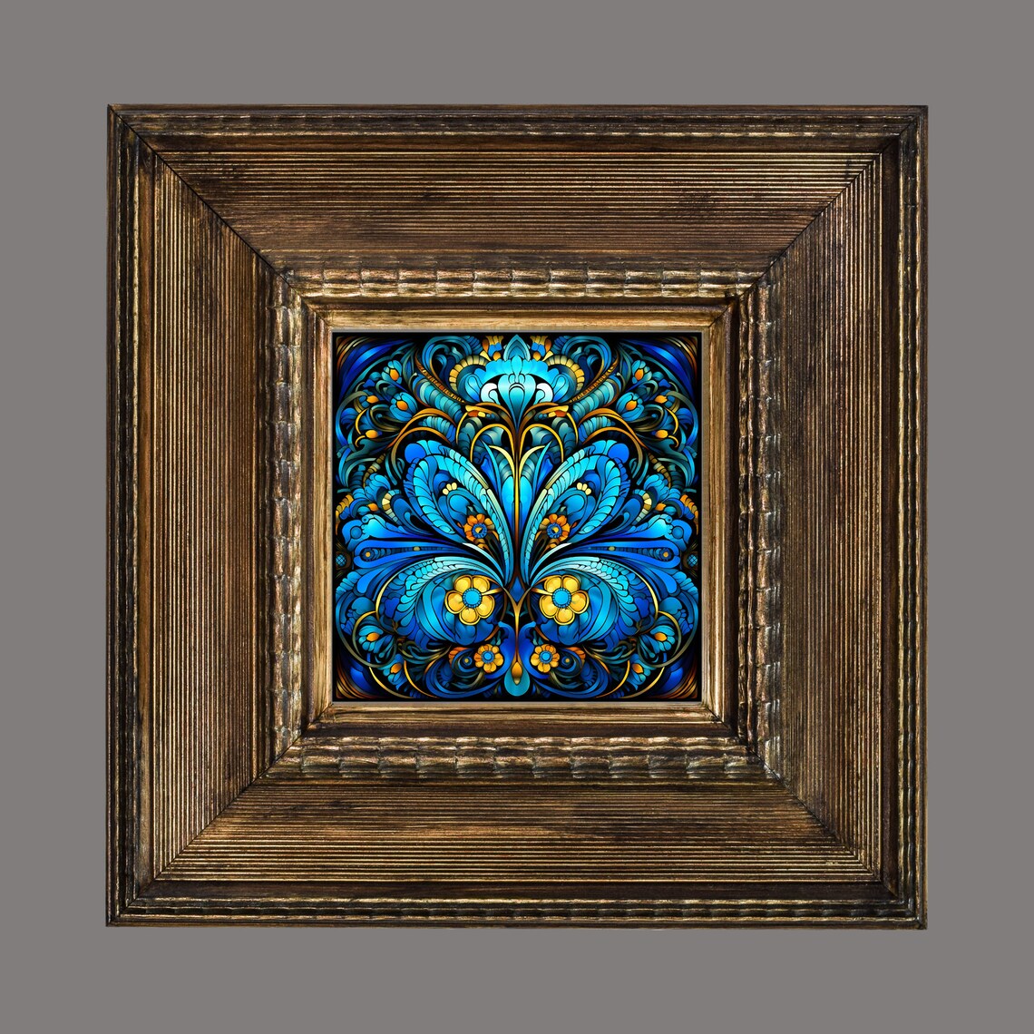 Art Nouveau Floral Stained Glass Effect Art Print - Image 2