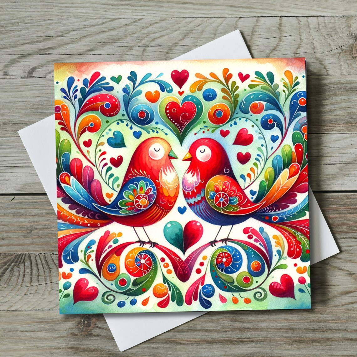 Folk Art Love Birds Decorative Ceramic Tile Home Decor - Image 2