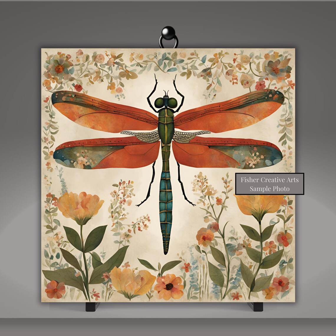 Vintage Dragonfly Ceramic Tile Art Print, Nature Decor - Image 5