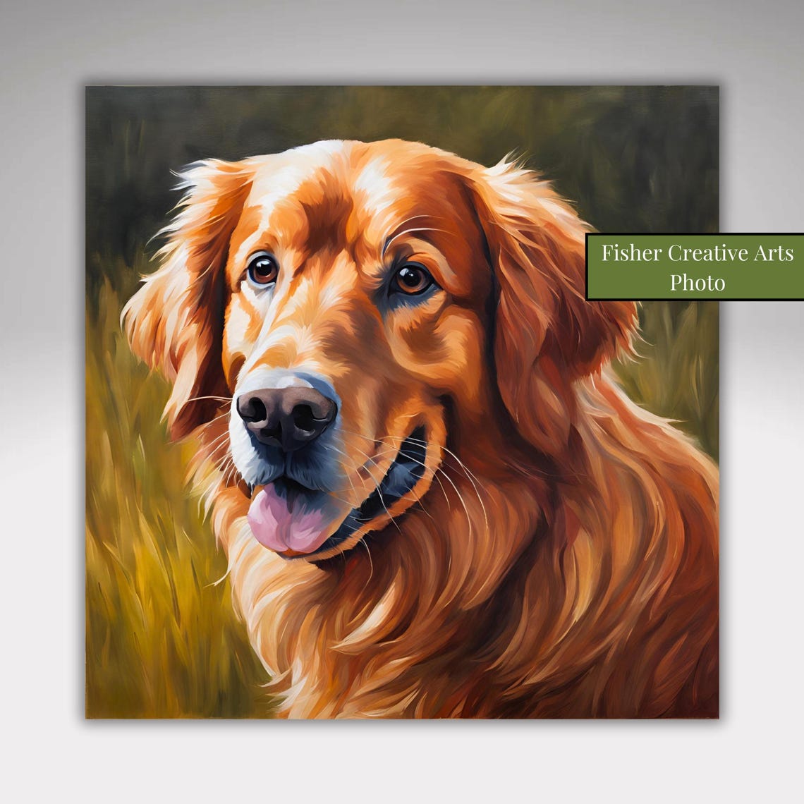 Red Golden Retriever Ceramic Tile Gift For Dog Lover Golden Retriever Painting Pet Portrait Art Pet Memorial Dog Oil Painting
