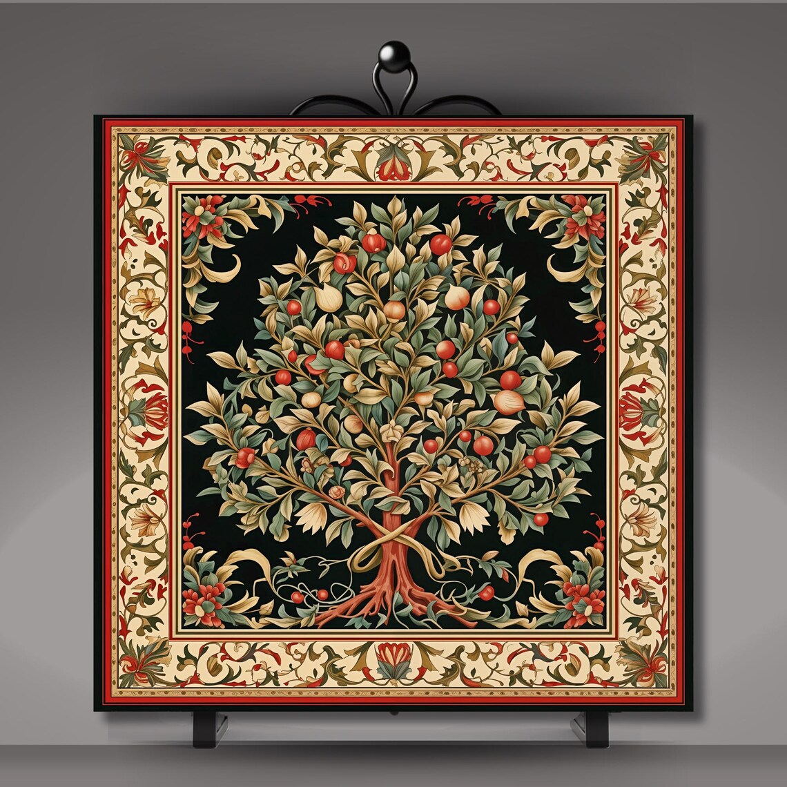 William Morris Inspired Botanical Tree Decorative Tile - Image 5