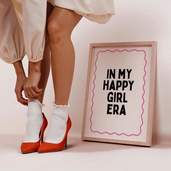 In My Happy Girl Era Art Pink Quote Print Girly Bedroom Decor Poster Room