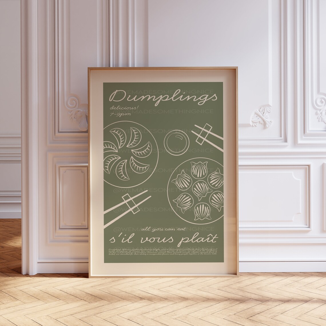 Dumplings Poster Modern Kitchen Decor Vintage Food Print Retro Food Art Retro Food Poster Asian Food Poster Kitchen Wall Art Gyoza - Image 3