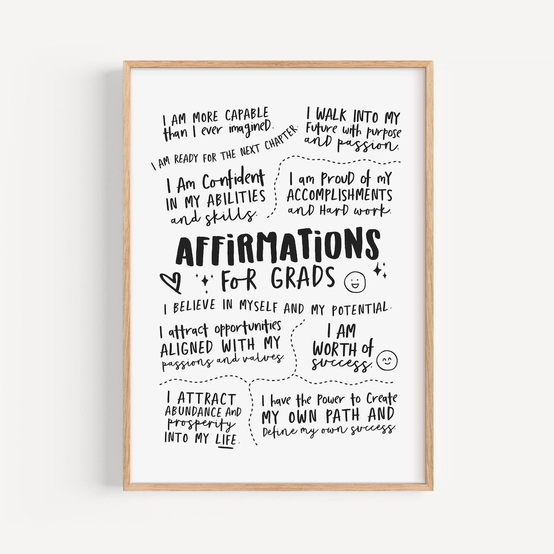 Graduation Affirmations, Motivational Print For Grads