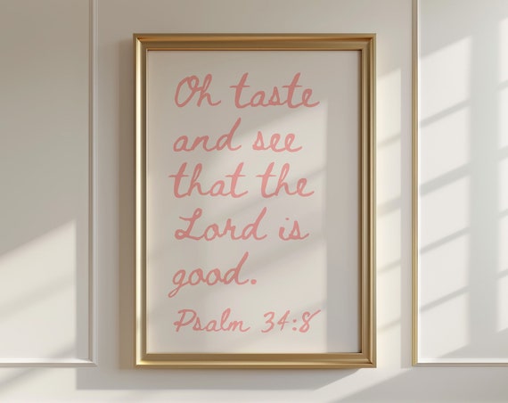 Psalm 34:8 Christian Coastal Faith Poster