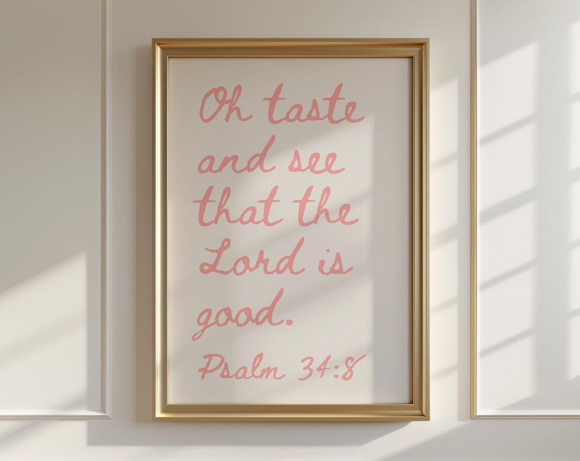 Psalm 34:8 Christian Coastal Faith Poster