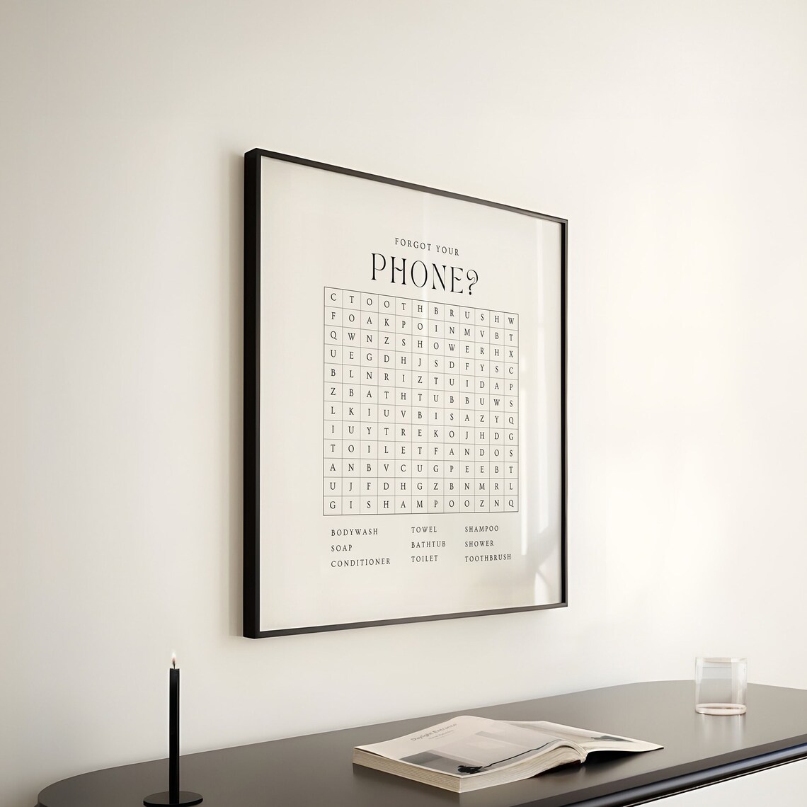 Forgot Your Phone Bathroom Word Search, Poster Print - Image 2