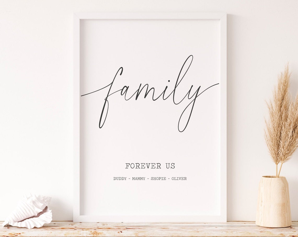 Family Forever Us Script Calligraphy Modern Farmhouse Name Poster - Image 3