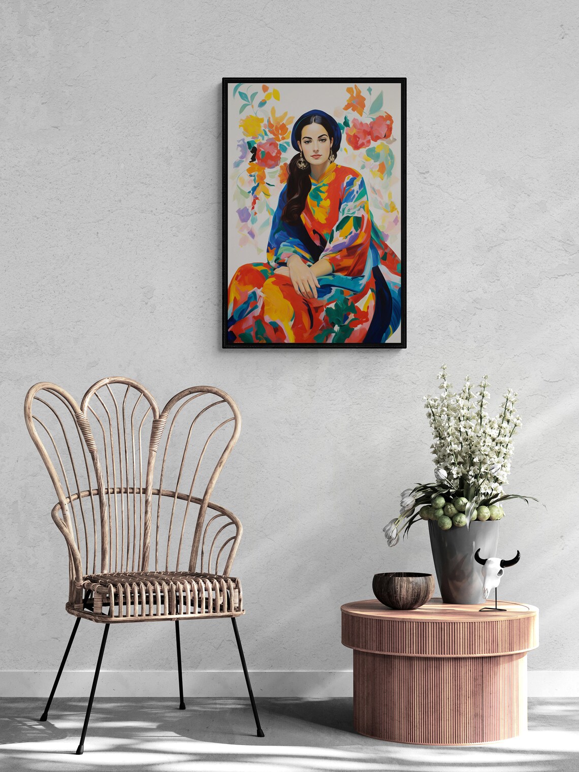 Persian Woman Bright Matisse Style Colorful Floral Portrait Poster - Image 2