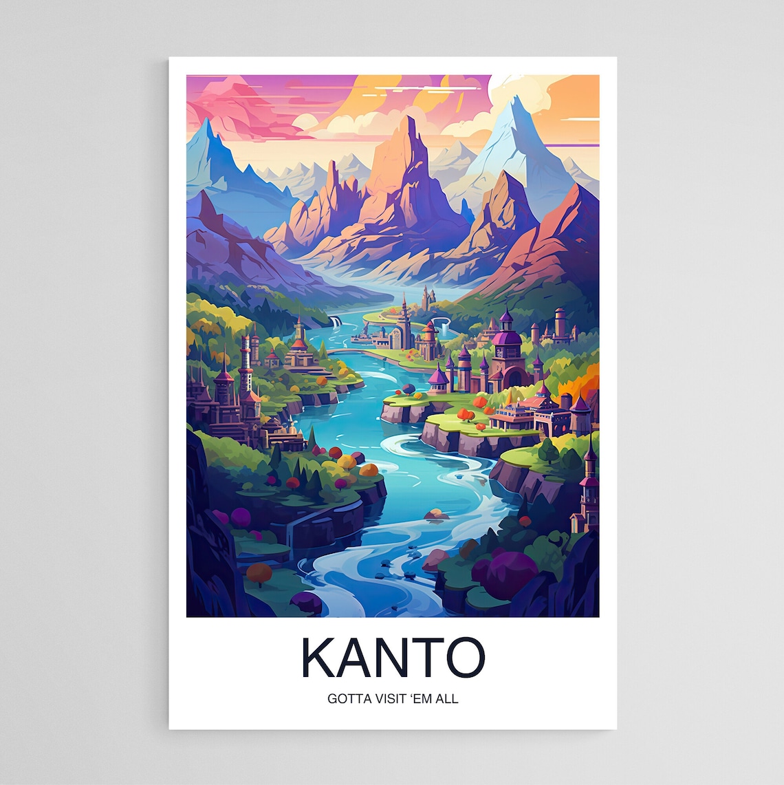 Kanto Space Art Travel Poster, Celestial Decor