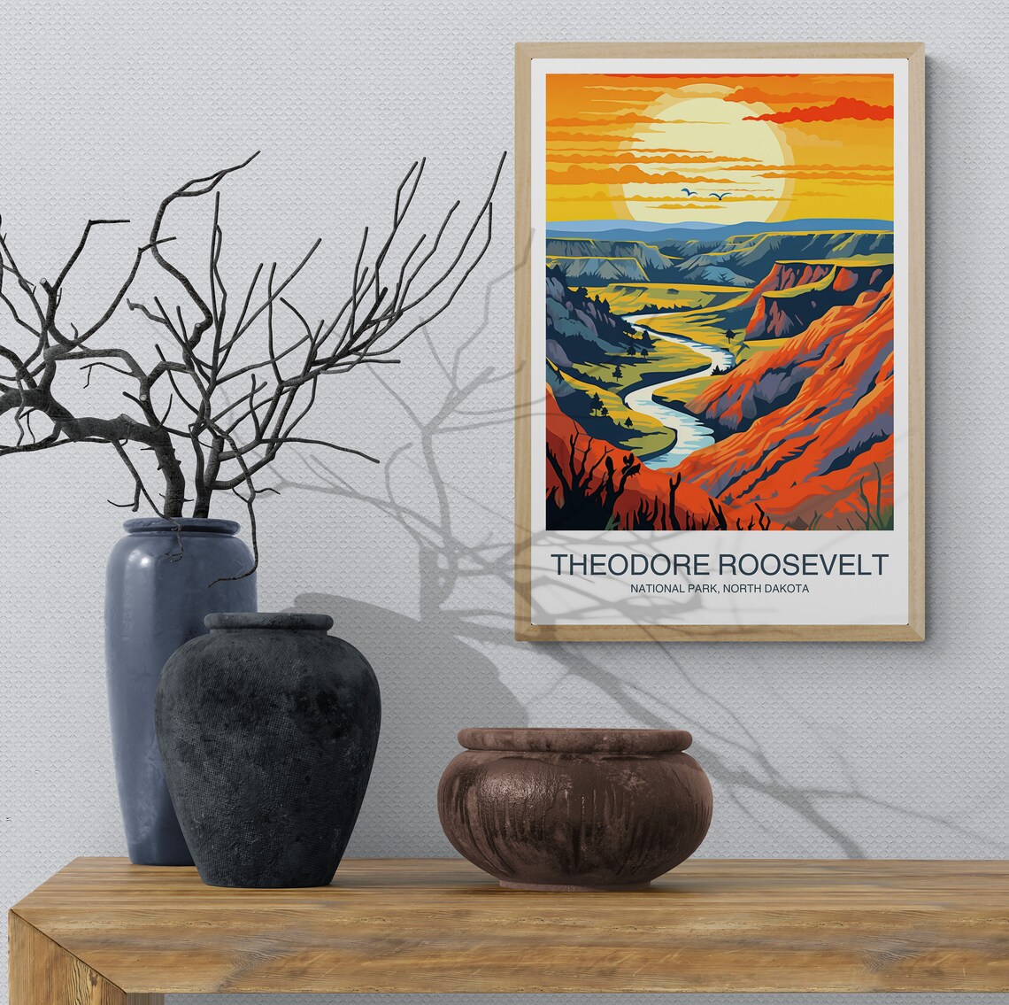 Theodore Roosevelt National Park Badlands Sunset Canyon Art Poster - Image 2