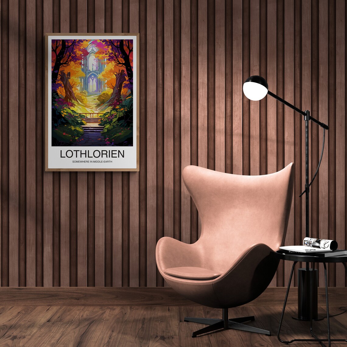 Lothlorien Middle Earth Elven Golden Forest Fantasy Travel Art Poster - Image 2