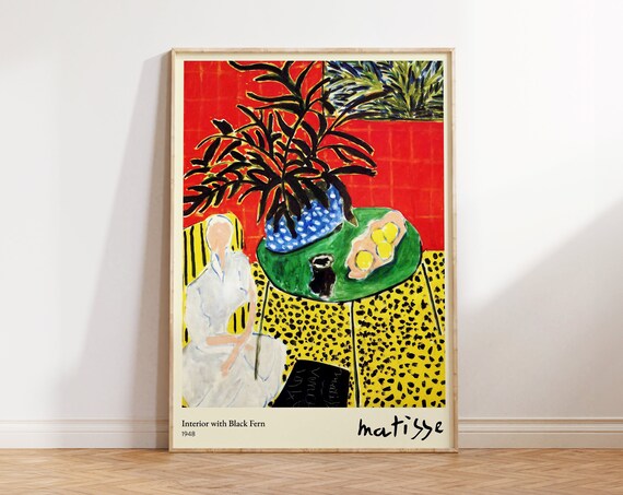 Henri Matisse Interior With Black Fern 1948 Red Botanical Art Print