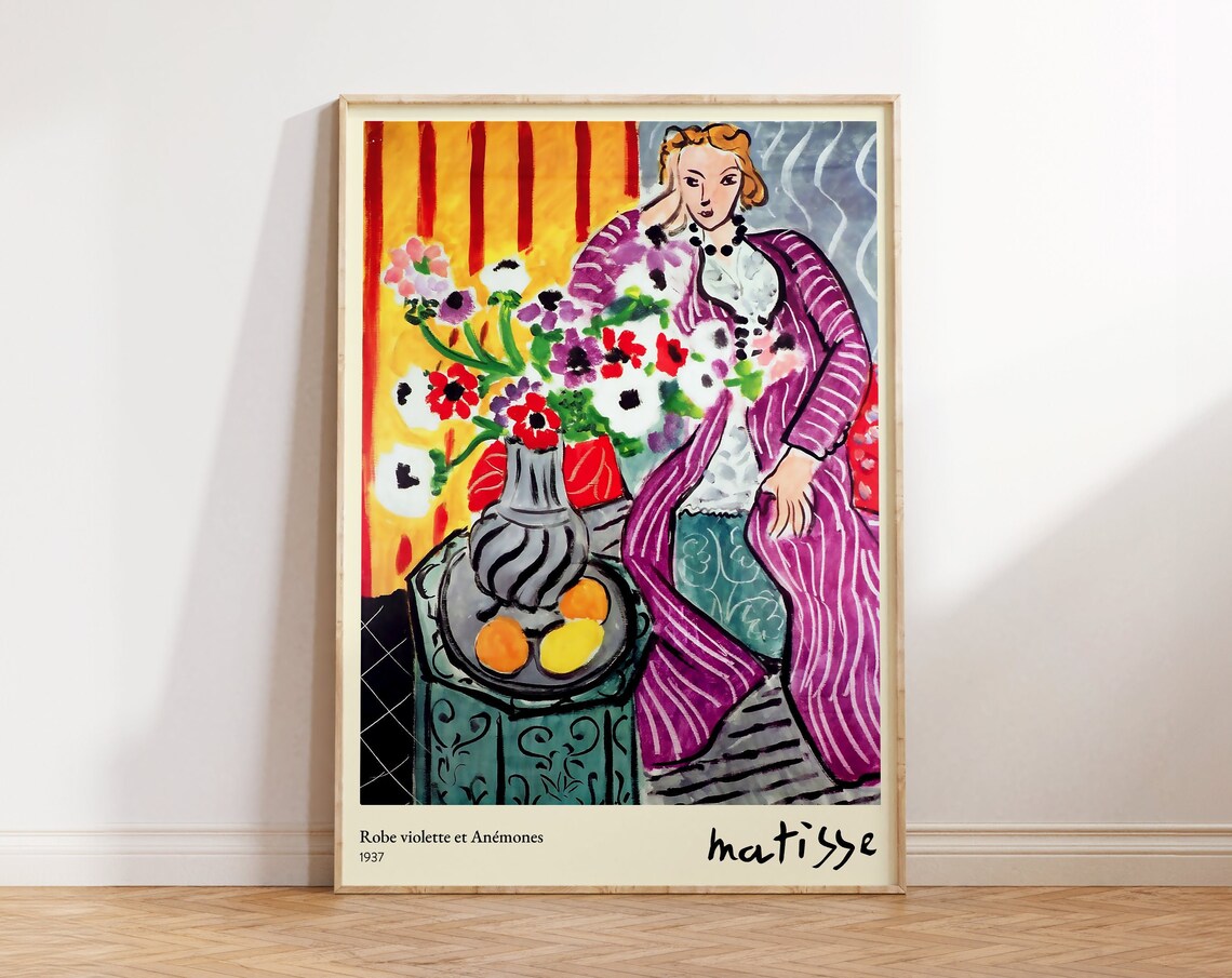 Henri Matisse Robe Violette et Anemones 1937 Portrait Floral Art Print