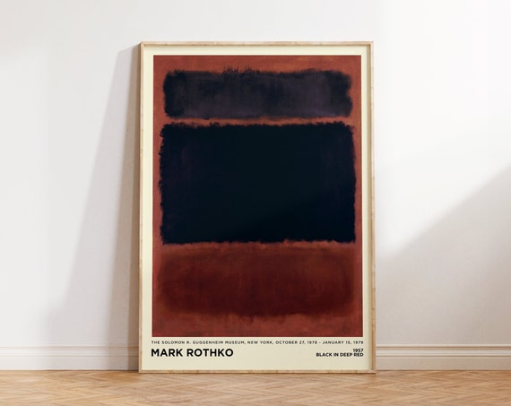 Mark Rothko Print Black In Deep Red Print Large Abstract Wall Art Black Abstract Wall Art For Living Room Exhibition Print Art Gift