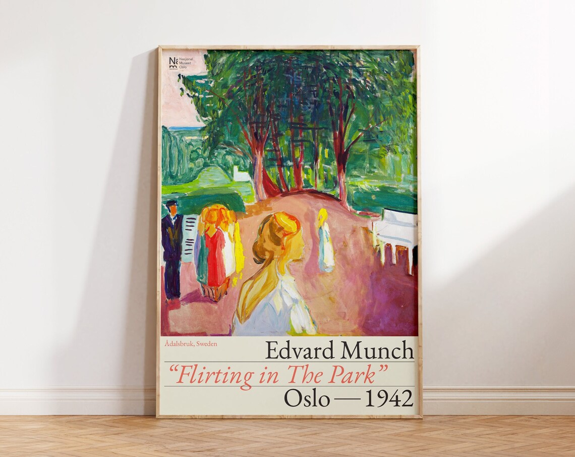 Edvard Munch Flirting in the Park 1942 Garden Figures Oslo Art Print