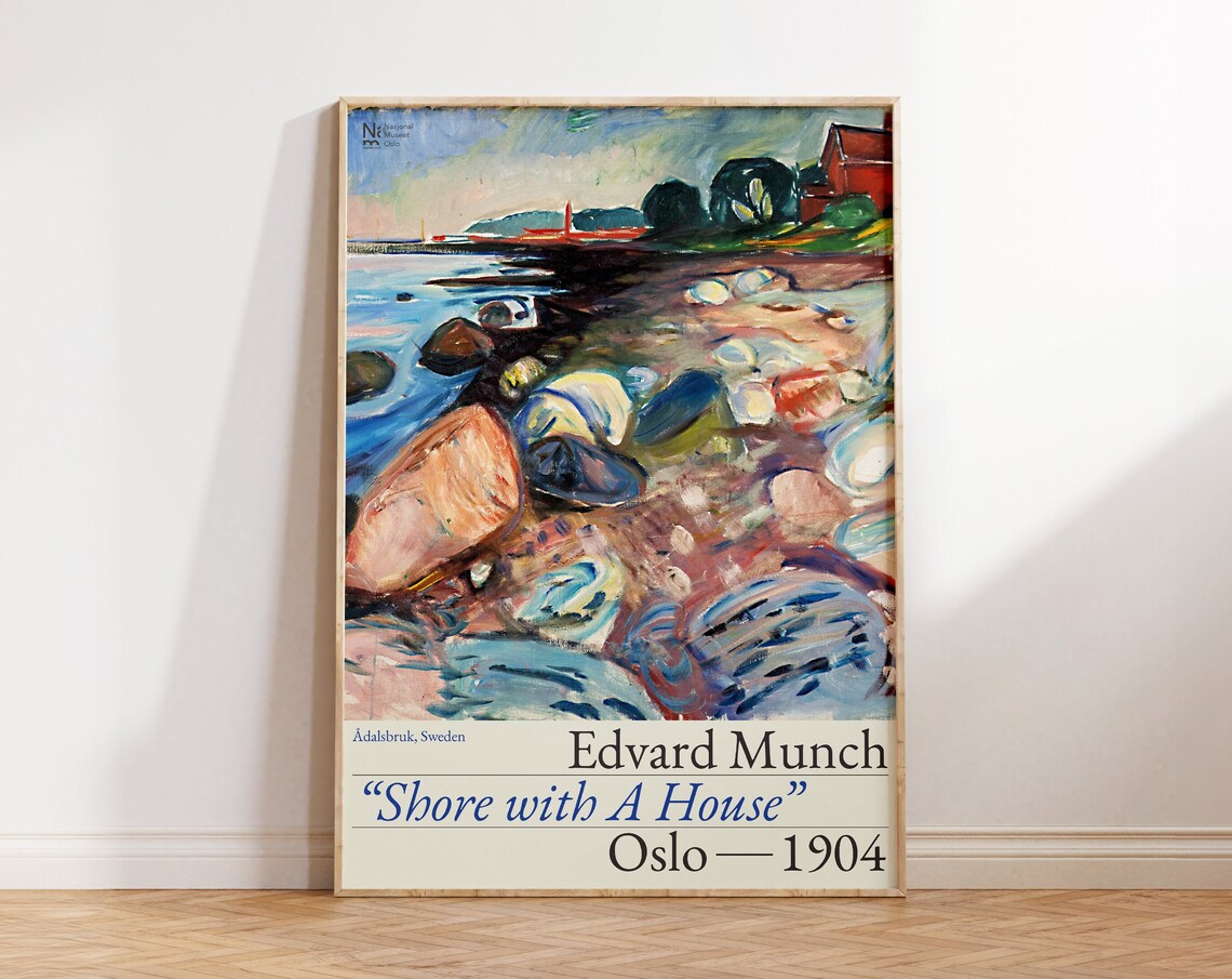 Edvard Munch Shore with A House 1904 Oslo Colorful Exhibition Art Poster