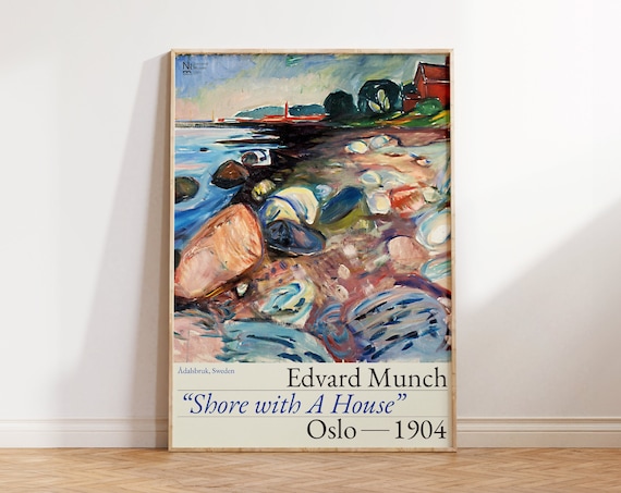 Edvard Munch Shore with A House 1904 Oslo Colorful Exhibition Art Poster