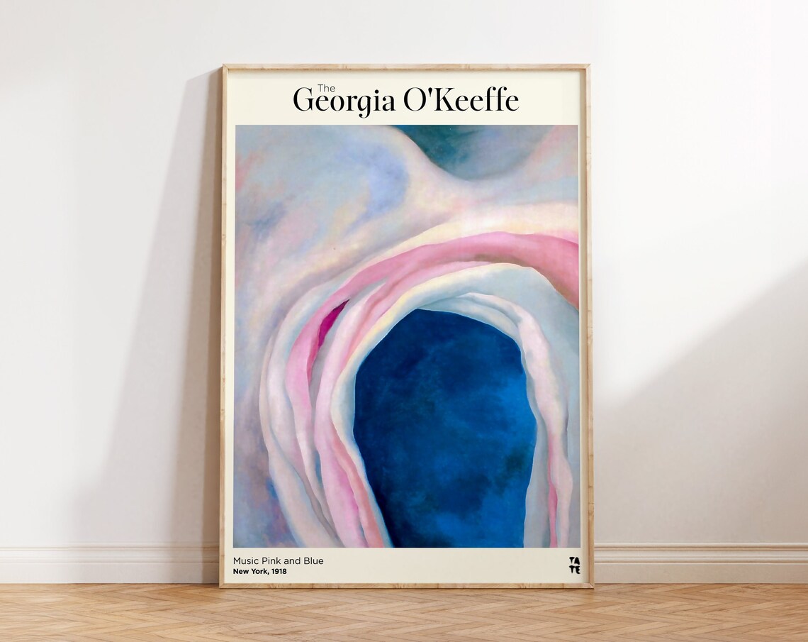 Georgia O'Keeffe Music Pink And Blue Abstract Floral Tate Art Poster - Image 3