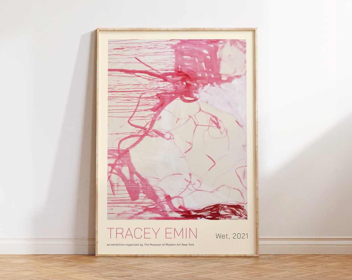 Tracey Emin Wet 2021 Pink Abstract Wash Exhibition Wall Art Poster - Image 3