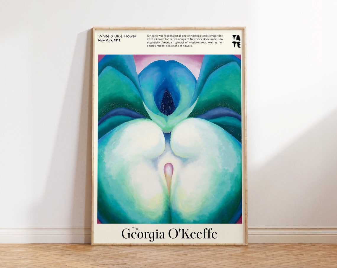 Georgia O'Keeffe White Blue Flower Tate Botanical Close Up Poster