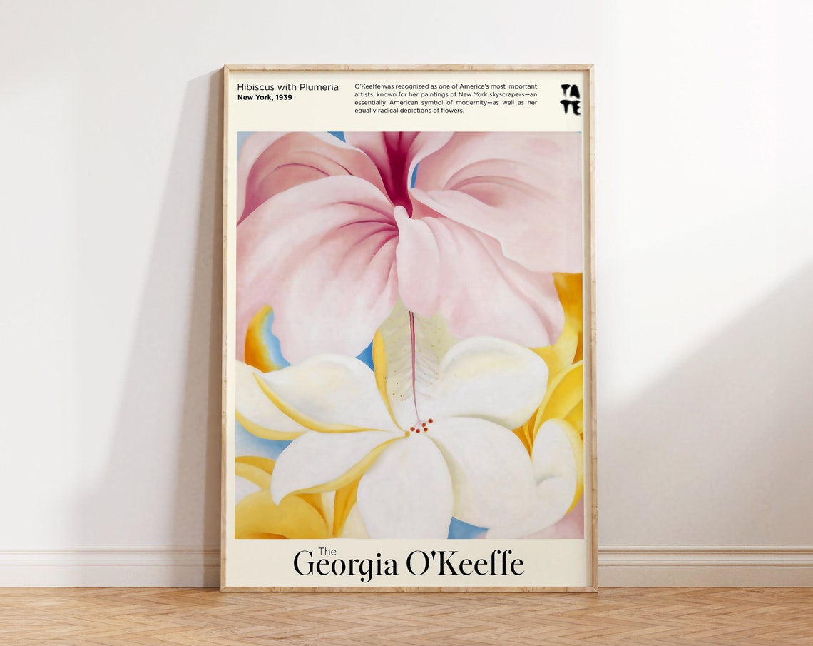Georgia O'Keeffe Hibiscus Plumeria Tate Pink Tropical Floral Poster