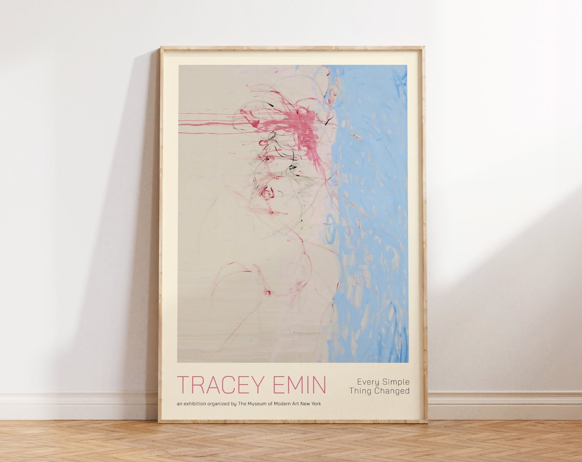 Tracey Emin Every Simple Thing Changed Blue Pink Abstract Art Poster