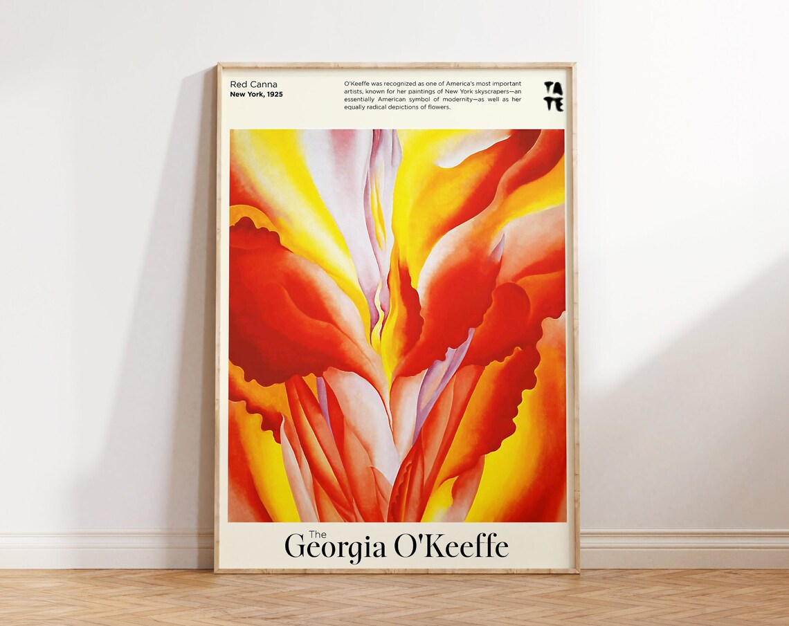 Georgia O'Keeffe Red Canna Tate Fiery Orange Floral Art Poster - Image 3