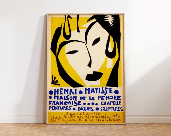 Henri Matisse Print Exhibition Poster Print Matisse Art Prints Yellow Wall Art Abstract Wall Art Large Wall Art For Living Room