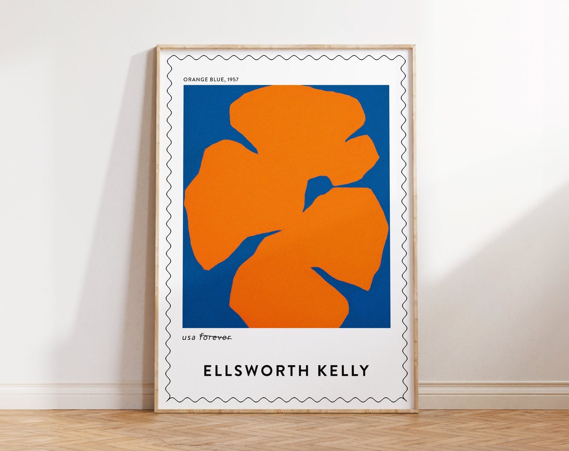 Ellsworth Kelly Orange Blue 1957 Bold Shape Postage Stamp Art Print