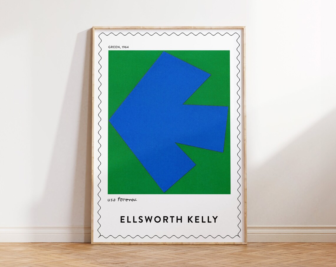 Ellsworth Kelly Green 1964 Blue Diamond Geometric Stamp Art Print