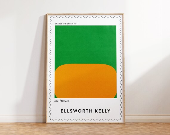 Ellsworth Kelly Print Orange And Green Print Vibrant Green Large Abstract Wall Art For Living Room Geometry Wall Art Modern Art