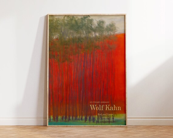Wolf Kahn Red and Green Forest Crimson Trees Exhibition Art Print