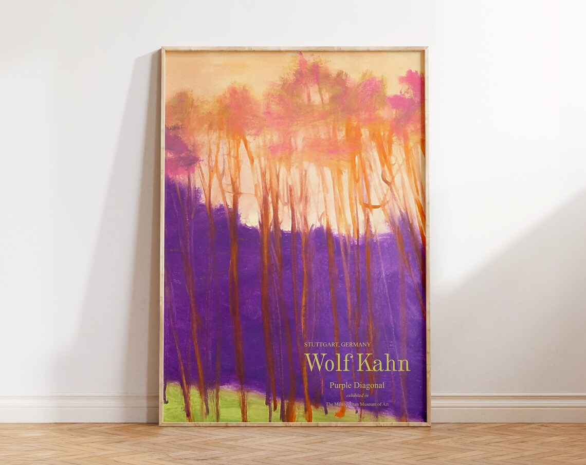 Wolf Kahn Purple Diagonal Violet Forest Landscape Modern Exhibition Poster - Image 4