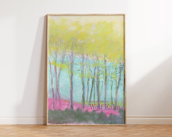 Wolf Kahn Spots of Pink Turquoise Forest Exhibition Landscape Art Print